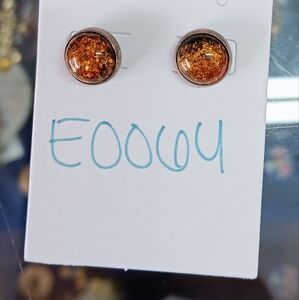 Sparkling Orange Stud Earrings